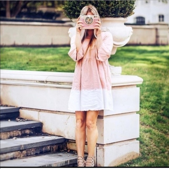 Anthropologie Holding Horses Pink Ombré Lillibet Denim Dress - Picture 2 of 10